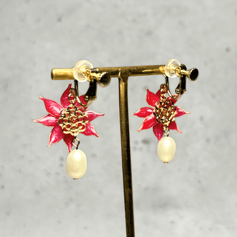 【ポインセチア】イヤリング／一輪／レッド／クリスマス／金属アレルギー対応／ニッケルフリー／冬の新作／受注生産 | 10枚目